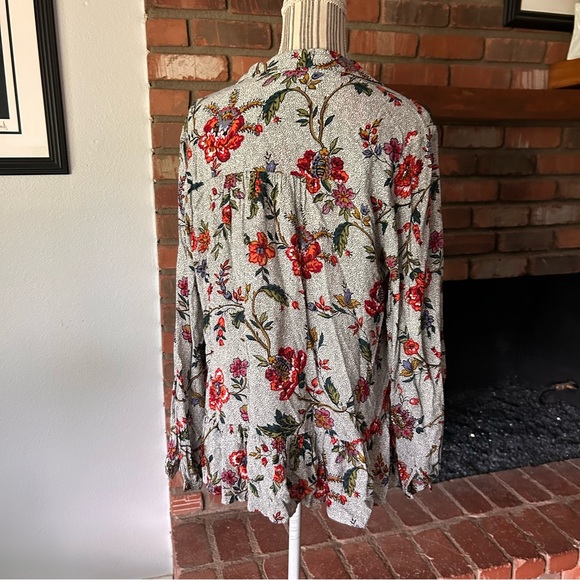 Anthropologie Maeve Janie Flounced Floral Print Peasant Blouse Sz 12 - Picture 6 of 8